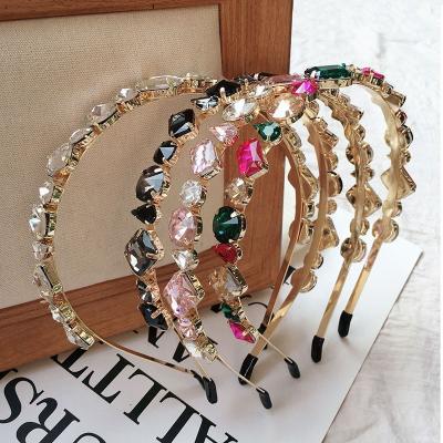 China Amazon Friendly Material Best Selling Luxury Crystal Vintage Baroque Headband Colorful Diamond Rhinestone Headband for sale