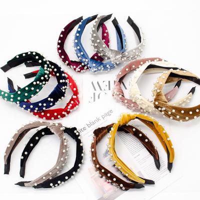 China New wild net jewelry pearl jewelry trend headband wire nail headband soft bead friendly material for sale