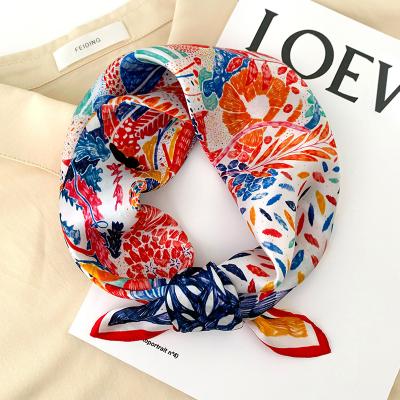 China Wholesale Luxury Designer Square Fashion Head Hair Hijab Scarf Zabra Printing 100%Pure Silk Square Scarf For Women Slik Satin Summer 10 for sale