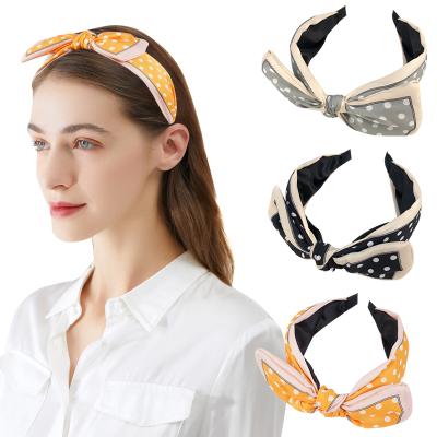 China Fashionable Polka Dot Headband For Women Bow Tie 2021 New Skin Care Trend Headband Hair Accessories for sale