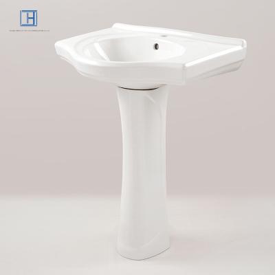 China Traditional pedestal basin hand wash basin with pedestal sink for sale