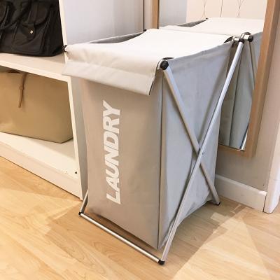 China Minimalist X-frame Fold Down Folding Laundry Hamper Bag Clothes Storage Organizer Dirty Clothes Laundry Basket for sale