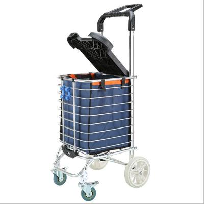 China Collapsible Folding Shopping Carts With Seat Trolley Shopping Bag With Seat With Climbing Wheels for sale