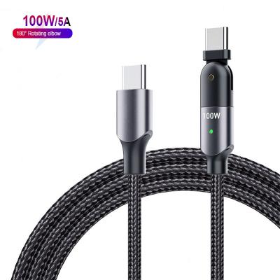 China Current Electronic Camera 100W 5A Cable With 180 Type C Magnetic Head Rotating Data Line USB Charger Light Led Type C Cable For Laptop Computer for sale