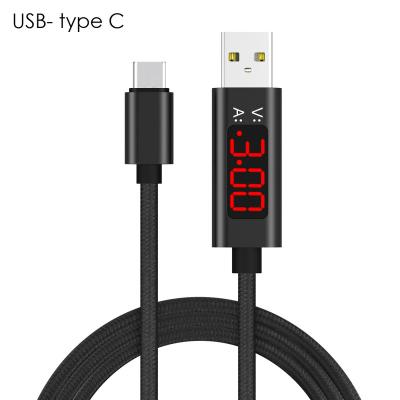 China LED Screen Display For iPhone 3ft 2.4A USB Cable Charger Braided 6ft Nylon For Type C Cable USB Data Charger Cable Fast Current-Voltage LED Display for sale