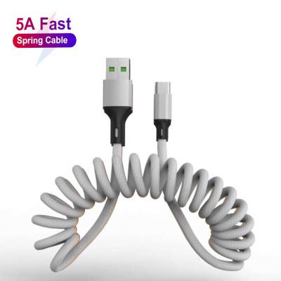 China Retractable Factory Wholesale USB Type C LED Coil Spring Data Sync Flexible Spiral Charging Cables For Type C Android iPhone Samsung Cable for sale