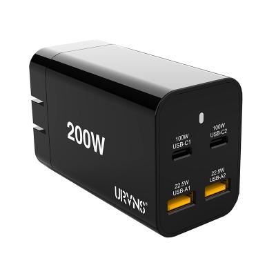 China High Quality Super Fast Charging 200W GaN USB C Cell Phone Wall Charger Palladium 100W PPS 65W 45W QC5 Adapter With US EU UK AU Pin for sale