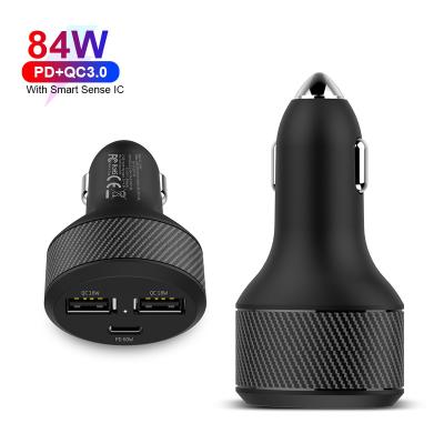 China Port Palladium 60W Mini Laptop Car Charger Easy Fast Charging Video Game Player 84W High Power USB+Type C 3 Smart To Pull Universal Car Charger for sale