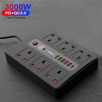 China Palladium 18W QC3.0 4 3000W 10A Worldwide Strip Power Desktop Video Game Player Multi Type Travel Power Socket Rated Current Extension Lead for sale