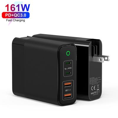 China Wholesale GaN Technology PD 161W Super Charge 4 Ports USB Wall Charger Quick Charging Type QC PD 3.0 USB C Charger LAPTOP Adapter for sale