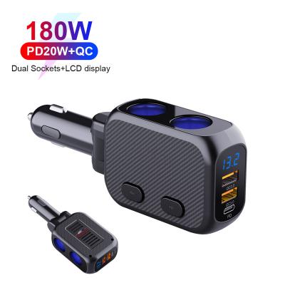 China 15A Replaceable Fuse Wholesale Custom 180W Multi Ports Triple 3 Way Car Cigarette Lighter Socket Splitter USB Charger Power Adapter for sale