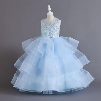 China Baby Clothes Sequin Embroidery Lace Girls Party Garment Wedding Dress Princess High Quality Fluffy Cake Dress for sale