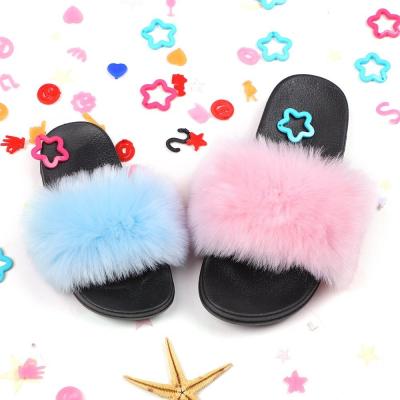 China Fashion Baby Shoes Baby House Slipper Bedroom Indoor Home Winter Warm Fox Faux Fur Fluffy Fuzzy Shoes Mother and Daughter Shoes Slipper for sale