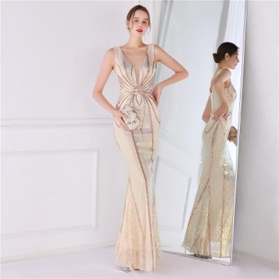 China Wedding Dress OEM High Quality Evening Party Prom Women Dress Lady Sequin Gown for sale