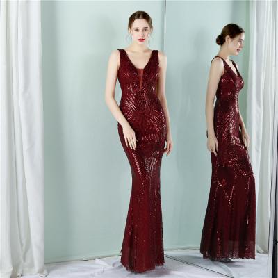 China 2022 Sequin Slim Sheath Women Sexy Skinny Wedding Dress Party Gown Prom Dress for sale