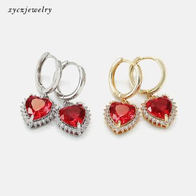 China 2021 New Earring Copper Platinum Plating Gold Plating with Heart Zircon for sale