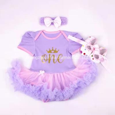 China 2021 Hot Selling Baby Girl Cotton Romper Set Newborn Baby Wear Sweet Suit Shoes Hair Accessory for sale