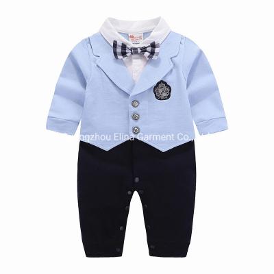 China 2021 Hot Selling Gentleman Long-Sleeved Handsome Knitted Cotton Romper Baby Boys Wear for sale