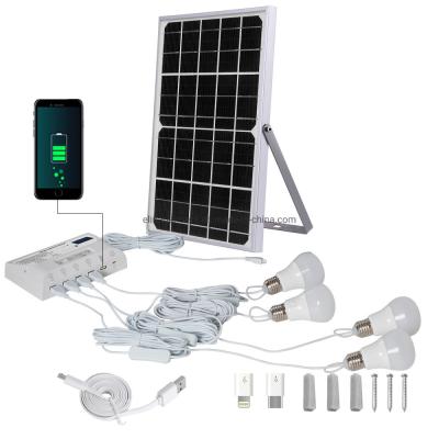 China Portable Solar Energy Home Power Solar System for Home Lighting and Phone Charging 12W Solar Panel 4 LED Bulbs 2021 for sale