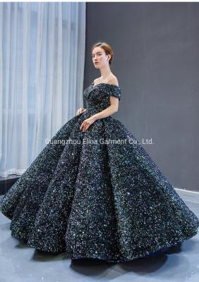 China 2021 Western Hot Selling Sparkles Fluffy Bridal Dress 2021 Evening Party Frock Bride Gowns Plus Size Vestido De Noiva for sale