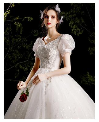 China 2021 Western Strapless New Hot Bridal Dress Lace Wedding Dress Bride Gowns Trailing Vestido De Noiva for sale