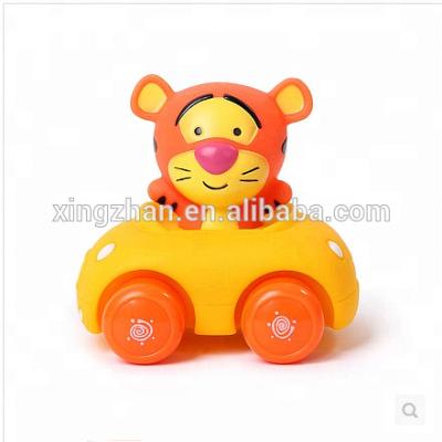 China Miniature Cartoon Toy Plastic Car Model With Soft Cartoon Action Figures PVC Baby Bath Toy OEM Factory for sale