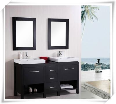 China 60 Inch Hangzhou Modern Bathroom Vanity Solid Wood Bathroom Cabinet Matching Framed Mirrors for sale