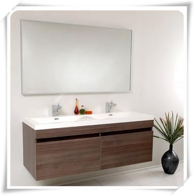 China Gray Oak Bathroom Vanity Acrylic Furniture Modern Countertops And Sink MDF Wood Veneer Cabinet for sale