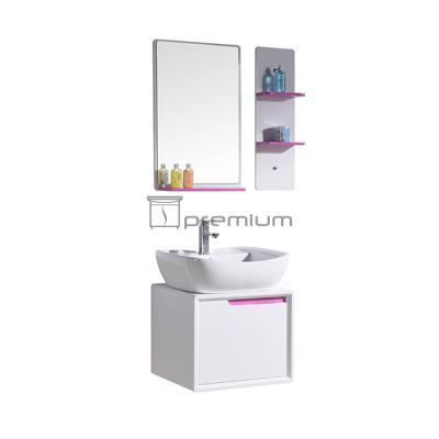 China Small Modern Wall Mounted High Gloss PVC Modern Bathroom Vanity Cabinet for sale