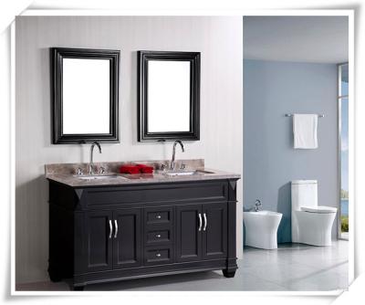 China 60 Inch Traditional Double Sink Bathroom Vanity With Three Drawers And Soft Closing Door for sale