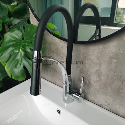 China High Quality Black Color Flexible Soft Hose Kitchen Faucet Metered Brass Water Faucet Taps for sale