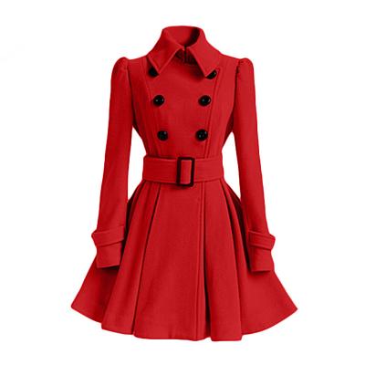 China wholesale Anti-wrinkle 2021 Winter Women Woolen Coat Elegant Thick Cross Overcoat Ladies With Belt for sale