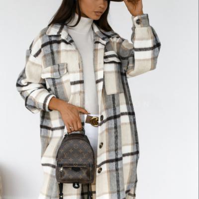 China Plus Size Women's Color Turtle Neck Printed Plaid Cardigan Long Coat Warm Coat Long Coats Colorful Jacket for sale