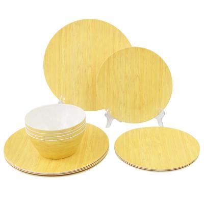 China Sustainable Hot Sale Classic Amazon Grain Kitchen Wooden Dinnerware Sets 4 Sets Dining Ware Set Dinnerware for sale