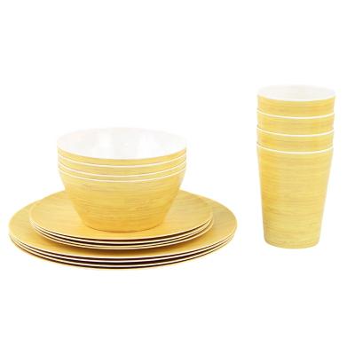 China New Design Cheap Reactive Glazed Portable Reusable Plastic Dinnerware Sets Sustainable For Restaurants for sale