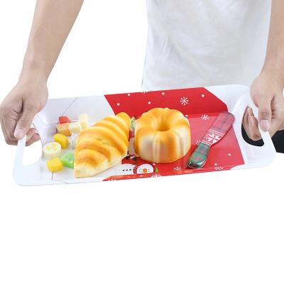 China Sustainable Kitchen Food Melamine Table Serving Tray With Printing Design Cake Melamine Tray for sale