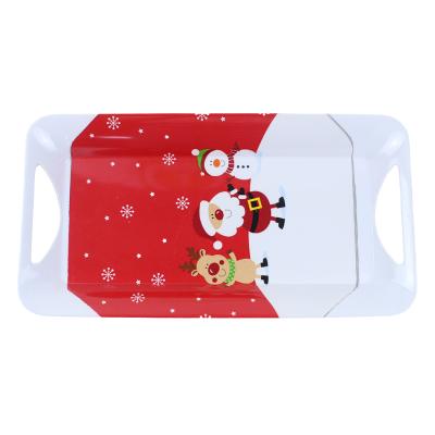 China Viable For Breakfast Food With Handle Premium Modern Plastic Food And Beverage Tray Melamine Serving Trays for sale