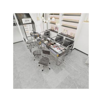 China Good Quality Contemporary Manicure-table With Chairs Three People Durable Glass Manicure Table for sale