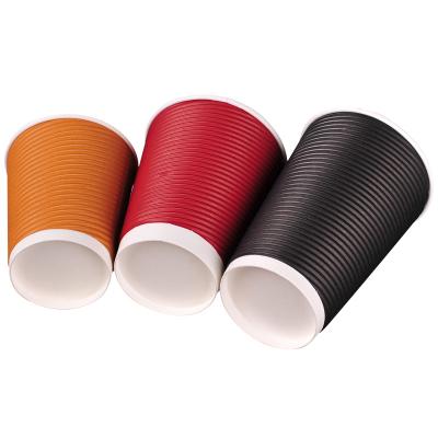 China 8OZ Disposable Hot Drinks Printed Ripple Double Wall Corrugated Paper Cup for sale