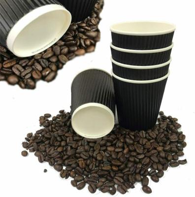 China Food Grade Recyclable Biodegradable Hot Drink Ripple Wallpaper Eco-Friendly Corrugated Coffee Mug for sale