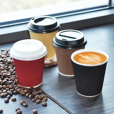 China Wholesale Disposable Disposable Black Paper Coffee Cups Ripple Wall Cups For Coffee for sale