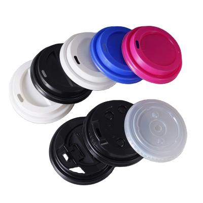 China Non Spill PP Coffee Cap Plastic Milk Tea Cup Lid Plastic Paper Cup Lids for sale