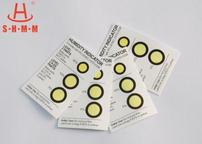 China Safe 3 Dots Humidity Indicator Card 5% 10% 60% , Yellow To Green Card Color Change For Synthetic Material for sale