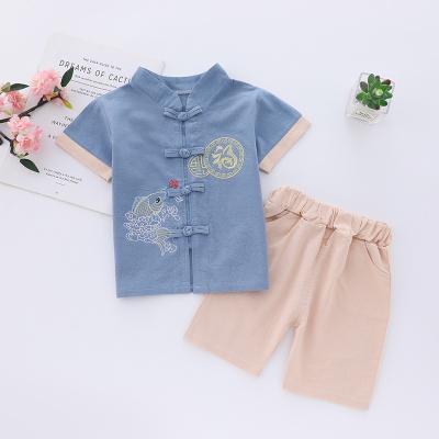 China Two-piece boy short-sleeved retro Chinese style children's clothing summer Chinese Tang suit for sale