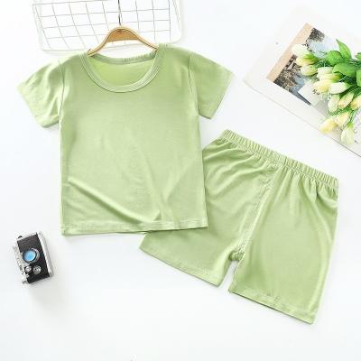 China New Summer Children's Modal 100% Cotton Short Sleeve T-shirt Set Two-Piece Set High Waist Boys and Girls Home Baby Clothes for sale