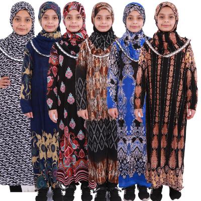 China Multicolor Printed Dress 051 Middle East Prayer Ramadan Dress Muslim Girls Long Dress Islamic Women's Long Dress for sale