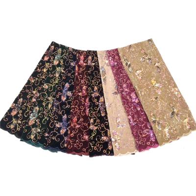 China 2021 New Design Viable African High Quality Sequins Butterfly Sequins Velvet Lace Fabrics African Clothing Border Lace Fabrics For Bridal for sale