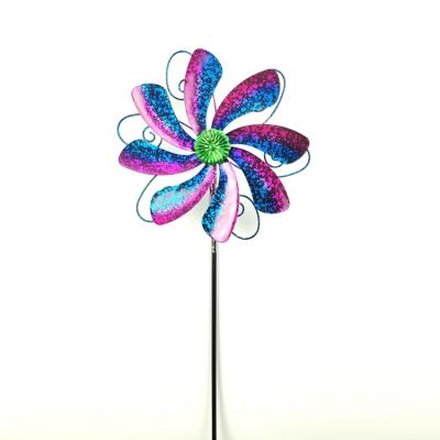 China Europe Special Design Flower Metal Windmill Widely Used Outdoor Waterproof Purple Garden for sale