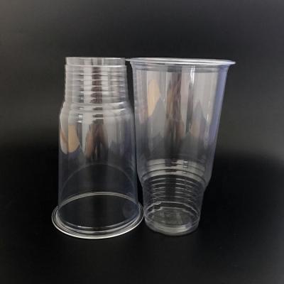 China 100% eco-friendly large sizes 32oz drinking clear PET boba plastic custom cups for sale