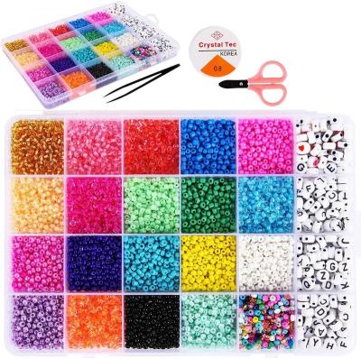 China Amazon Trendy Hot Sale Findings Jewelry Seed Letter and Alphabet Glass Beads, String, and Charms - Arts and Crafts DIY Bracelet Making Kit for sale